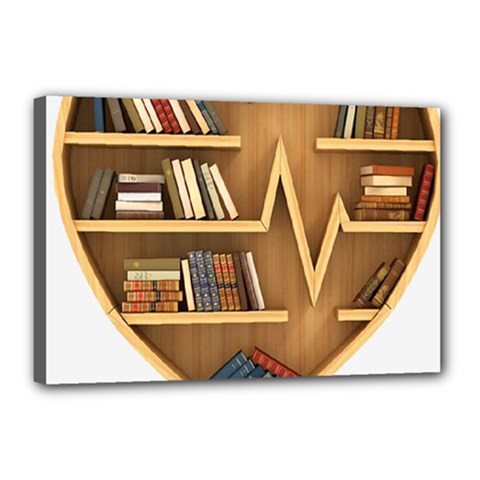 Bookshelf Heart Canvas 18  X 12  (stretched) by artworkshop