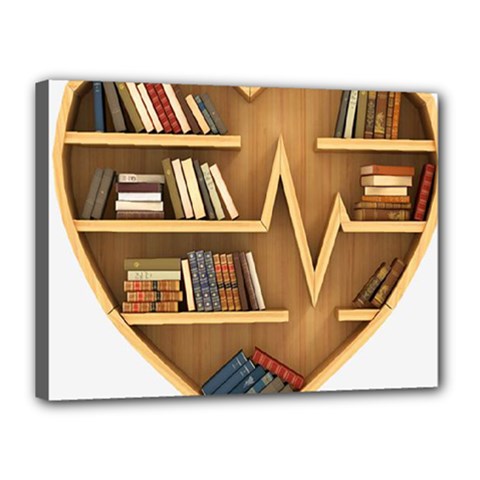 Bookshelf Heart Canvas 16  X 12  (stretched)