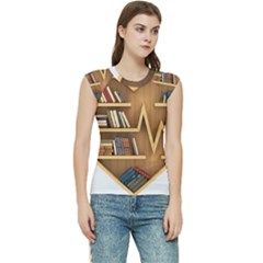 Bookshelf Heart Women s Raglan Cap Sleeve Tee by artworkshop