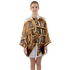 Bookshelf Heart Long Sleeve Satin Kimono by artworkshop