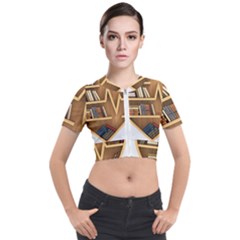 Bookshelf Heart Short Sleeve Cropped Jacket by artworkshop