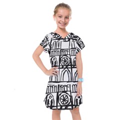 Gold Foil Notre Dame Kids  Drop Waist Dress by artworkshop