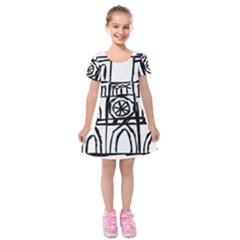 Gold Foil Notre Dame Kids  Short Sleeve Velvet Dress by artworkshop