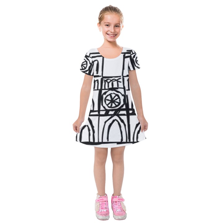 Gold Foil Notre Dame Kids  Short Sleeve Velvet Dress