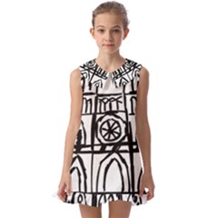 Gold Foil Notre Dame Kids  Pilgrim Collar Ruffle Hem Dress