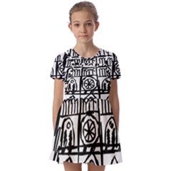 Gold Foil Notre Dame Kids  Short Sleeve Pinafore Style Dress