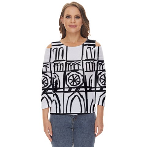 Gold Foil Notre Dame Cut Out Wide Sleeve Top by artworkshop