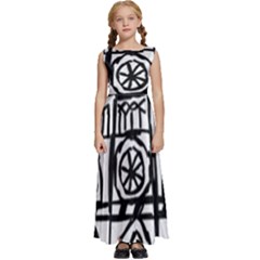 Gold Foil Notre Dame Kids  Satin Sleeveless Maxi Dress by artworkshop