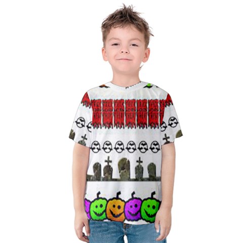 Halloween Borders Trick Kids  Cotton Tee by artworkshop