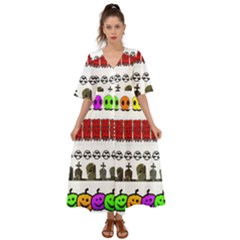 Halloween Borders Trick Kimono Sleeve Boho Dress by artworkshop