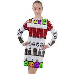 Halloween Borders Trick Long Sleeve Hoodie Dress by artworkshop