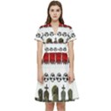 Halloween Borders Trick Short Sleeve Waist Detail Dress View1