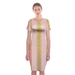 Lace Gold Euclidean Classic Short Sleeve Midi Dress by artworkshop