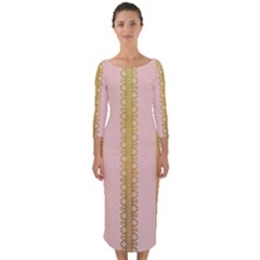 Lace Gold Euclidean Quarter Sleeve Midi Bodycon Dress by artworkshop