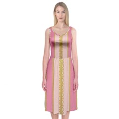 Lace Gold Euclidean Midi Sleeveless Dress by artworkshop