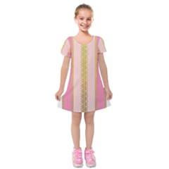 Lace Gold Euclidean Kids  Short Sleeve Velvet Dress by artworkshop