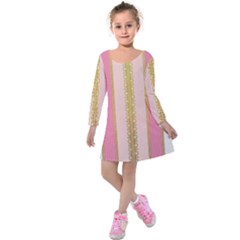 Lace Gold Euclidean Kids  Long Sleeve Velvet Dress by artworkshop