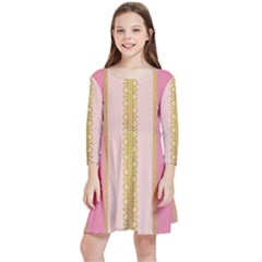 Lace Gold Euclidean Kids  Quarter Sleeve Skater Dress by artworkshop