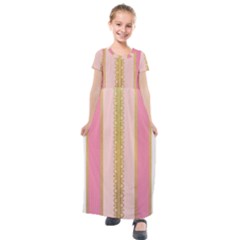 Lace Gold Euclidean Kids  Short Sleeve Maxi Dress by artworkshop