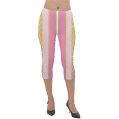 Lace Gold Euclidean Lightweight Velour Capri Leggings  by artworkshop