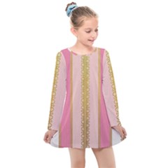 Lace Gold Euclidean Kids  Long Sleeve Dress by artworkshop