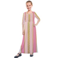 Lace Gold Euclidean Kids  Quarter Sleeve Maxi Dress by artworkshop