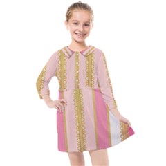 Lace Gold Euclidean Kids  Quarter Sleeve Shirt Dress by artworkshop