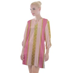 Lace Gold Euclidean Open Neck Shift Dress by artworkshop