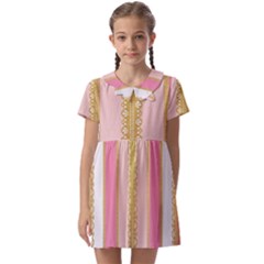 Lace Gold Euclidean Kids  Asymmetric Collar Dress by artworkshop