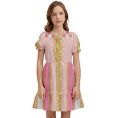 Lace Gold Euclidean Kids  Puff Sleeved Dress by artworkshop