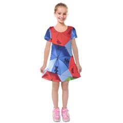 Letters Pattern Folding Umbrellas 2 Kids  Short Sleeve Velvet Dress by artworkshop