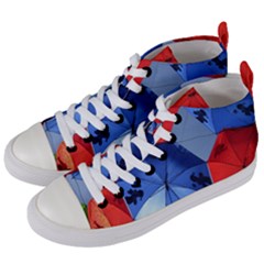 Letters Pattern Folding Umbrellas 2 Women s Mid-top Canvas Sneakers by artworkshop