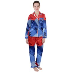 Letters Pattern Folding Umbrellas 2 Women s Long Sleeve Satin Pajamas Set	