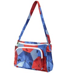 Letters Pattern Folding Umbrellas 2 Front Pocket Crossbody Bag by artworkshop