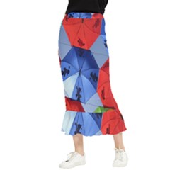 Letters Pattern Folding Umbrellas 2 Maxi Fishtail Chiffon Skirt by artworkshop