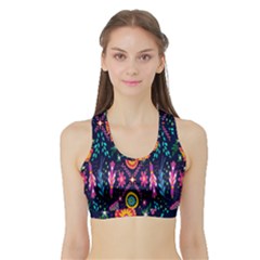 Pattern Nature Design Sports Bra With Border by artworkshop