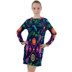 Pattern Nature Design Long Sleeve Hoodie Dress by artworkshop