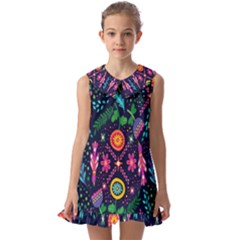 Pattern Nature Design Kids  Pilgrim Collar Ruffle Hem Dress