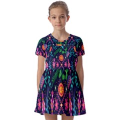 Pattern Nature Design Kids  Short Sleeve Pinafore Style Dress