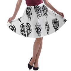 Tattoo Pattern Coin Purse A-line Skater Skirt by artworkshop