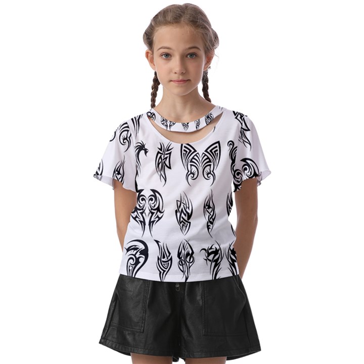 Tattoo Pattern Coin Purse Kids  Front Cut Tee