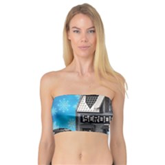 Winter Village Snow Brick Buildings Bandeau Top by artworkshop