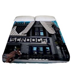 Winter Village Snow Brick Buildings Fitted Sheet (king Size) by artworkshop