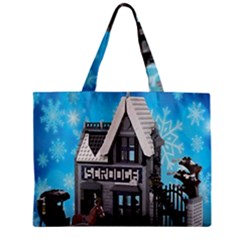 Winter Village Snow Brick Buildings Zipper Mini Tote Bag by artworkshop