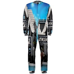 Winter Village Snow Brick Buildings Onepiece Jumpsuit (men) by artworkshop