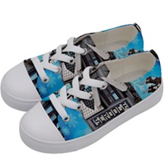 Winter Village Snow Brick Buildings Kids  Low Top Canvas Sneakers by artworkshop