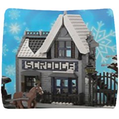 Winter Village Snow Brick Buildings Seat Cushion by artworkshop