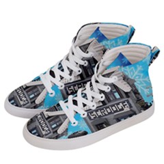 Winter Village Snow Brick Buildings Women s Hi-top Skate Sneakers by artworkshop