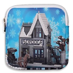 Winter Village Snow Brick Buildings Mini Square Pouch by artworkshop