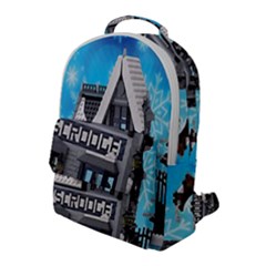 Winter Village Snow Brick Buildings Flap Pocket Backpack (large) by artworkshop